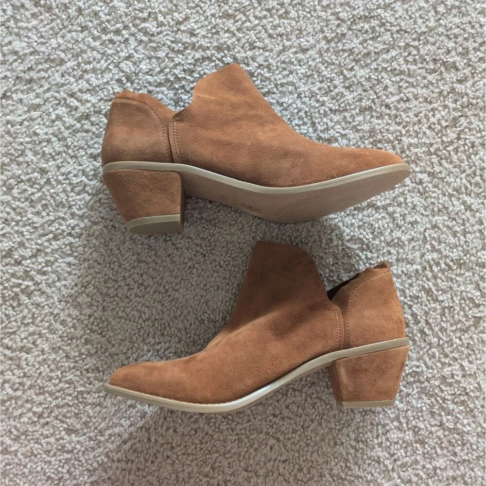 Kelsi Dagger Brooklyn Kenmare Suede Gold Tan Booties Sz 8.5